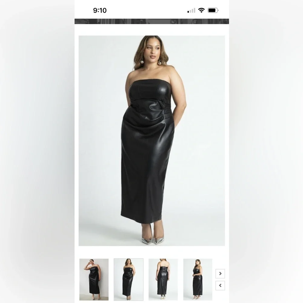 Eloquii plus size black pleather midi dress - Picture 7 of 8